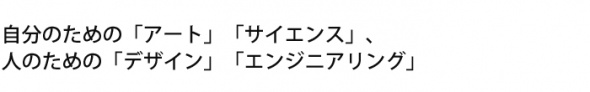 自分のための「アート」「サイエンス」、人のための「デザイン」「エンジニアリング」