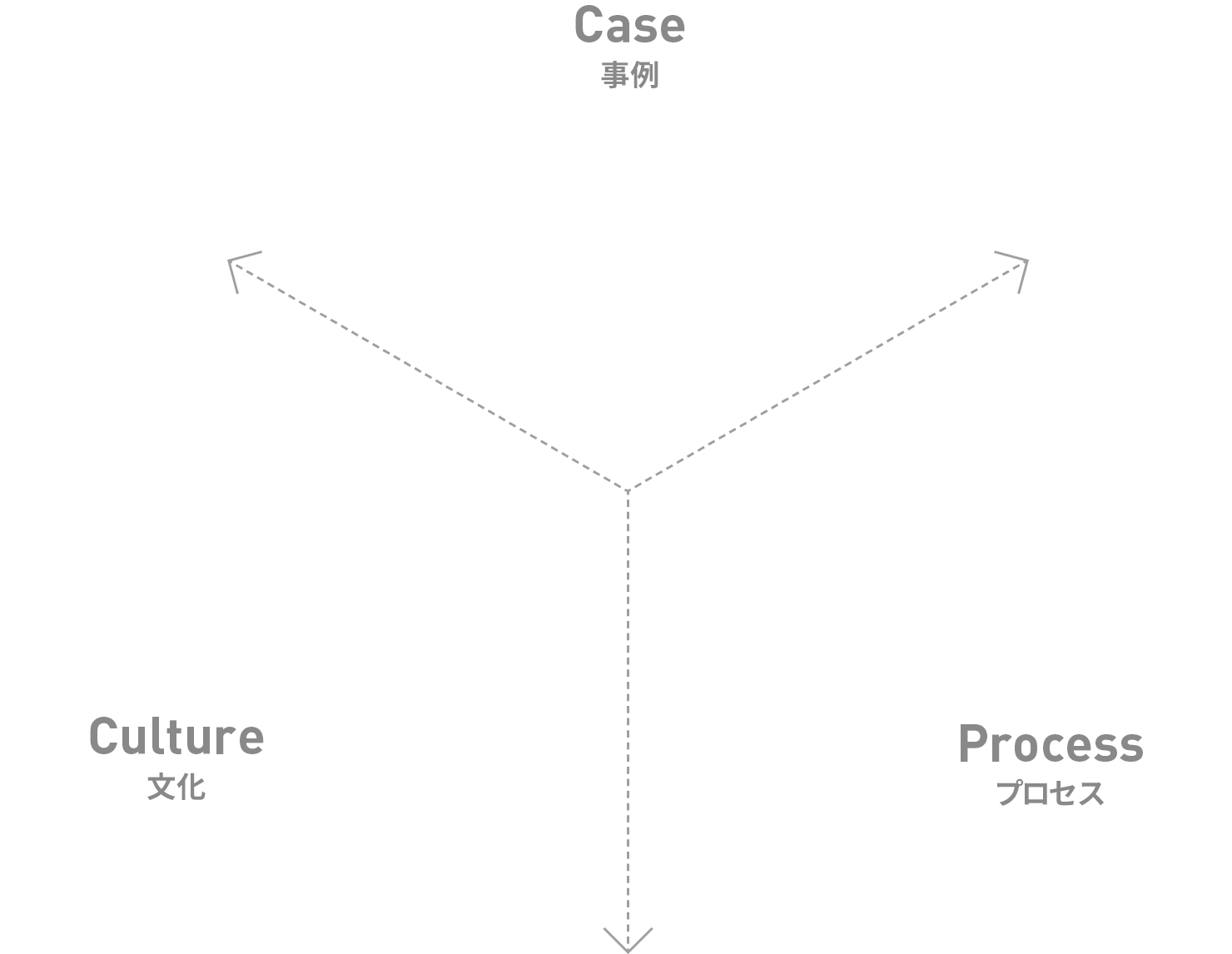 「事例」「プロセス」「文化」のモデル図