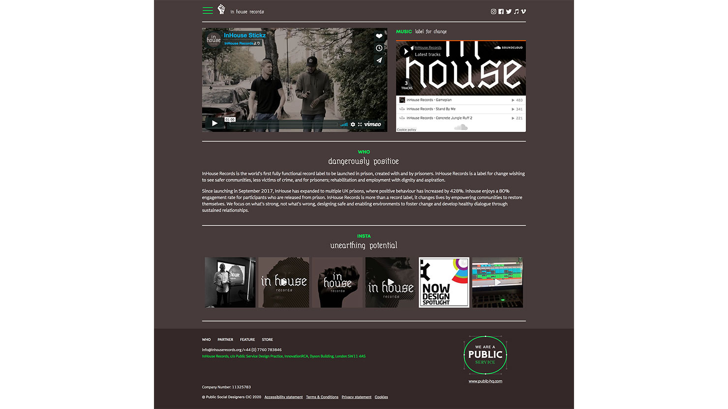 キャプチャ：InHouse Records公式Webサイトのトップページ。