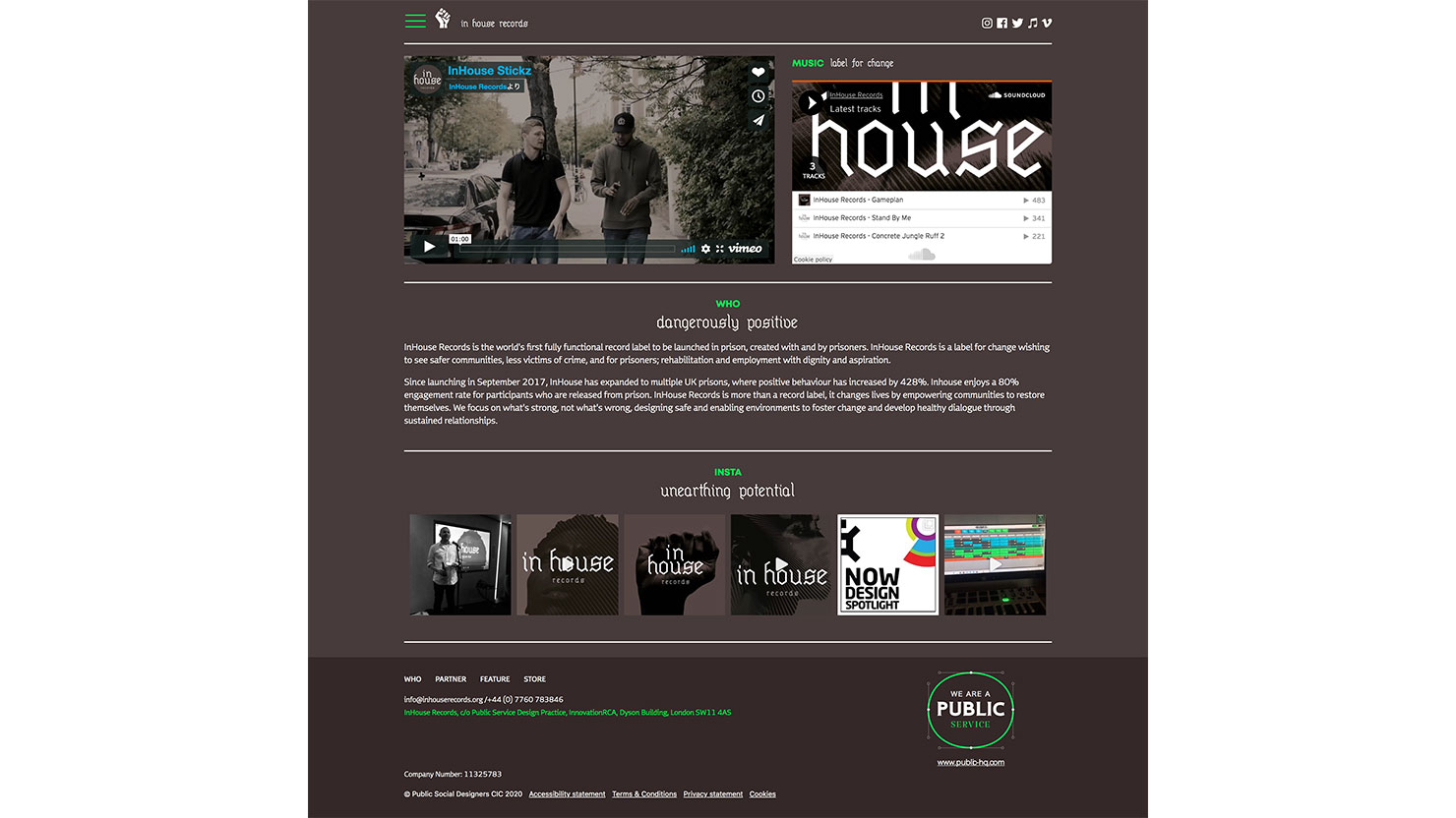 キャプチャ:InHouse Records公式Webサイトのトップページ。