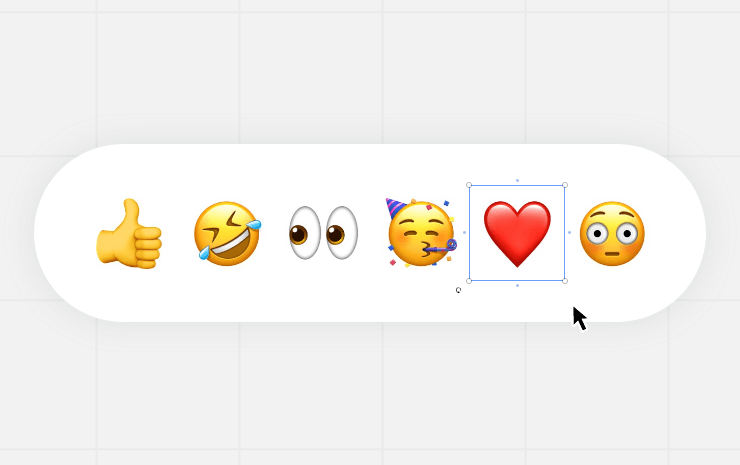 イメージ画像：オンラインホワイトボードMiroでリアクションを伝える時に使う絵文字のアイコン。