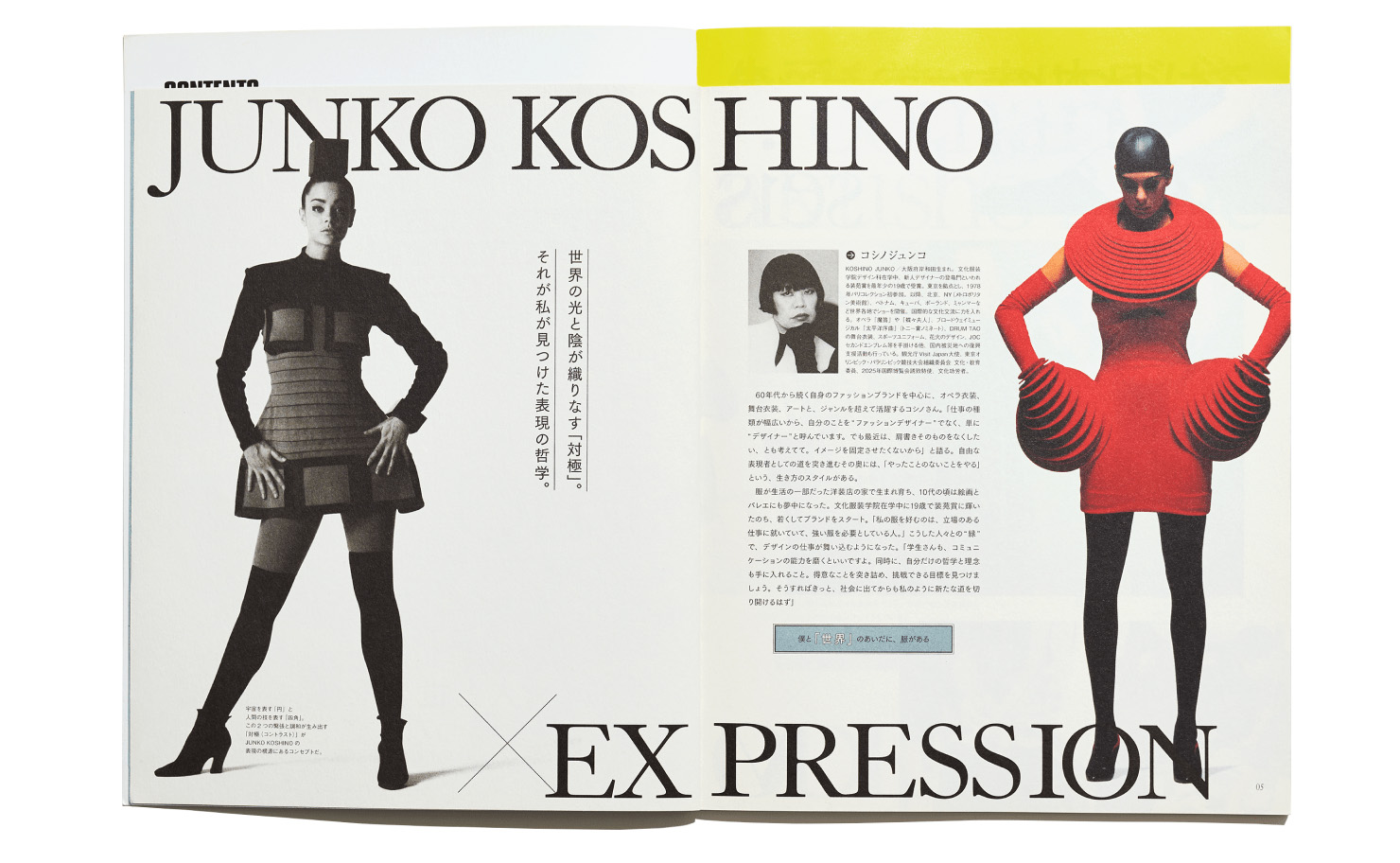 制作した冊子：特集ページ「JUNKO KOSHINO×EXPRESSION」