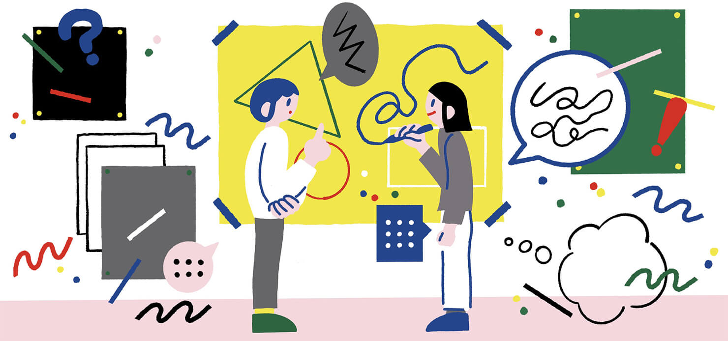 イメージ:イラストレーターとデザイナーが意見交換をしている様子