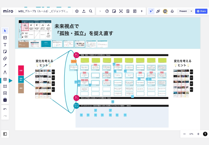 オンラインワークボードのキャプチャ。