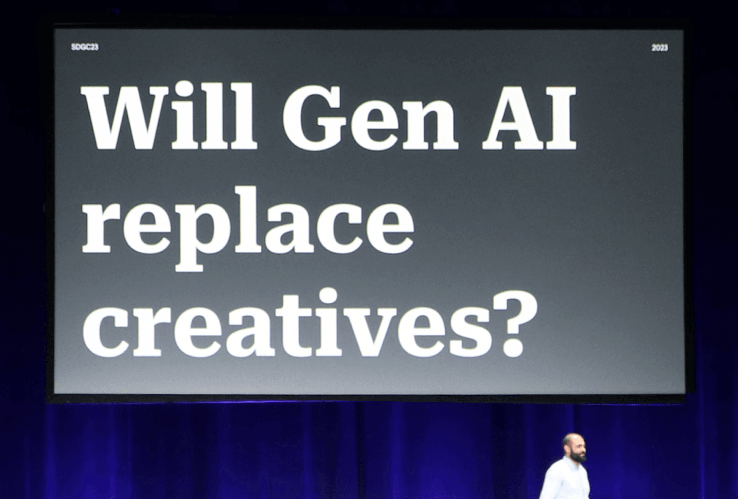 画像：Mauro Rego 氏のキーノート中のスライド “Will Gen AI replace creatives?”