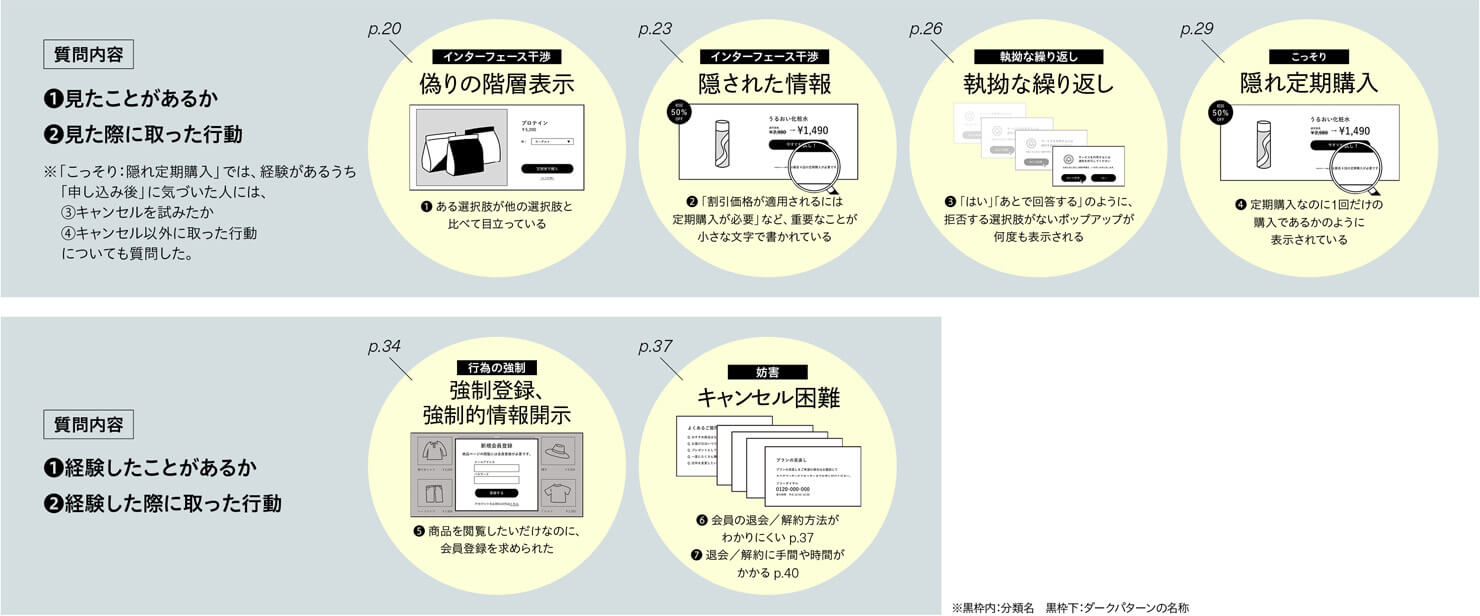 例示したOECDの分類名や事象、イラストと、それぞれに対する質問内容を示した画像。