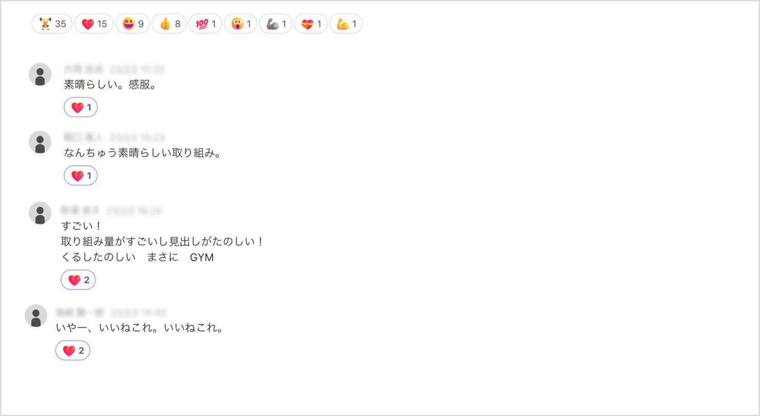 他メンバーからの取り組みに対する賛辞のコメント