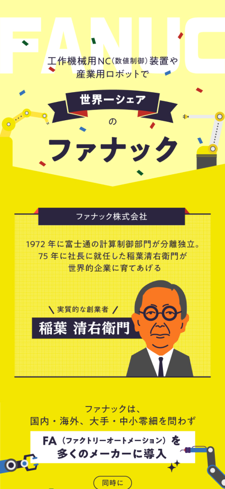 キャプチャ（8枚中1枚目）：「ファナック株式会社」を取り上げたニュース記事のビジュアル