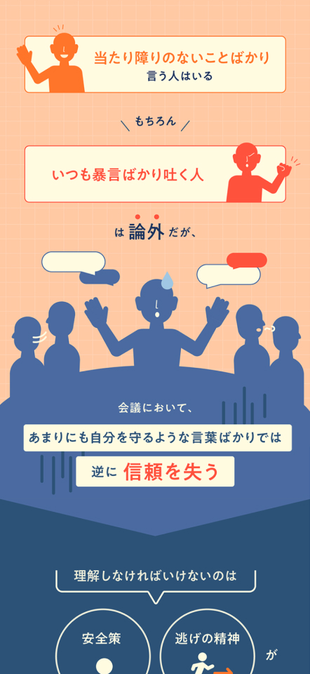 キャプチャ（8枚中3枚目）：「会議での発言」をテーマとしたニュース記事のビジュアル