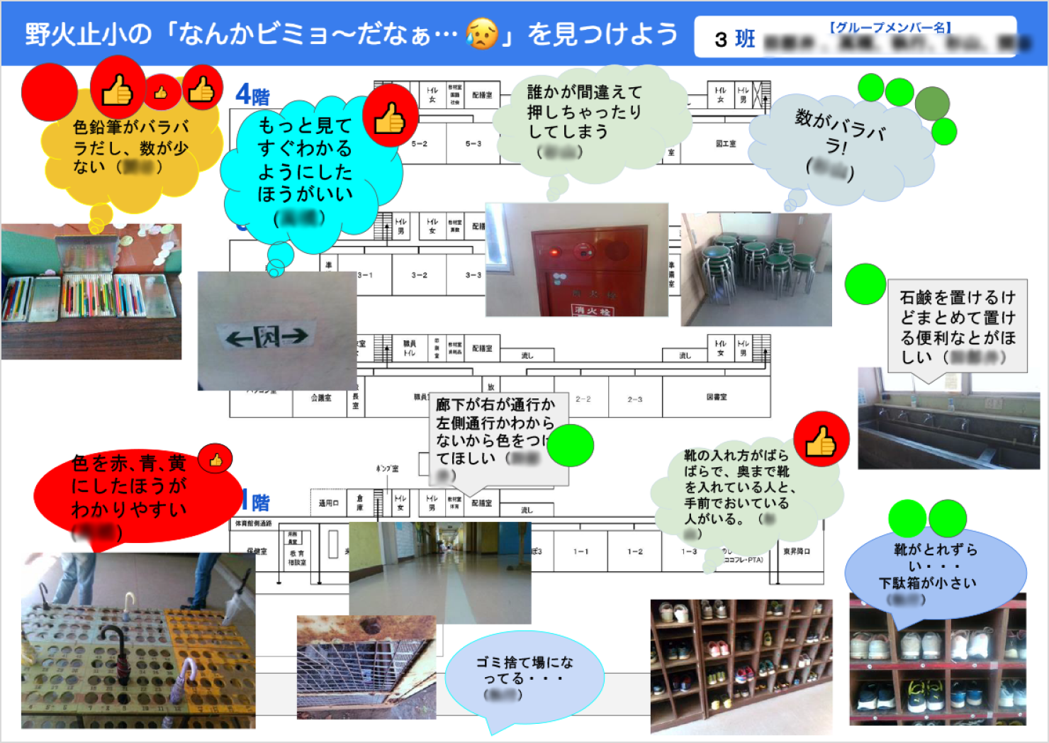 生徒たちが作った課題マップ。