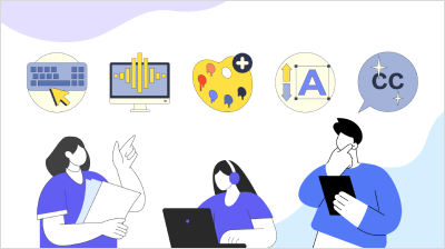 ウェブアクセシビリティについてディスカッションする人々のイラスト