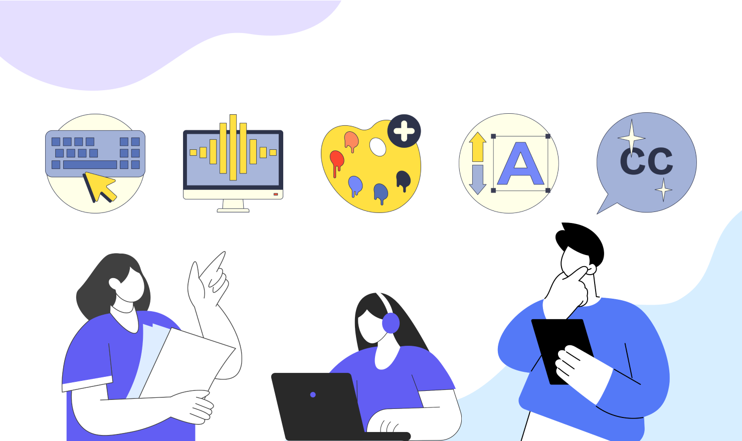 ウェブアクセシビリティについてディスカッションする人々のイラスト