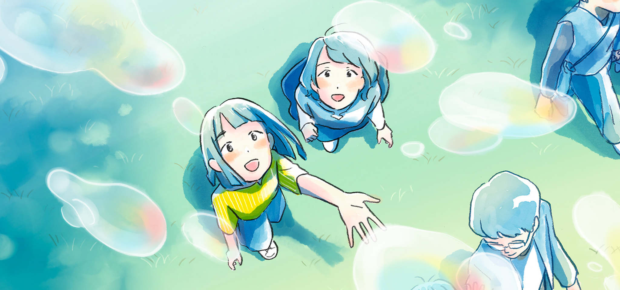 ストーリーに登場する保護司と若い女性のイラスト