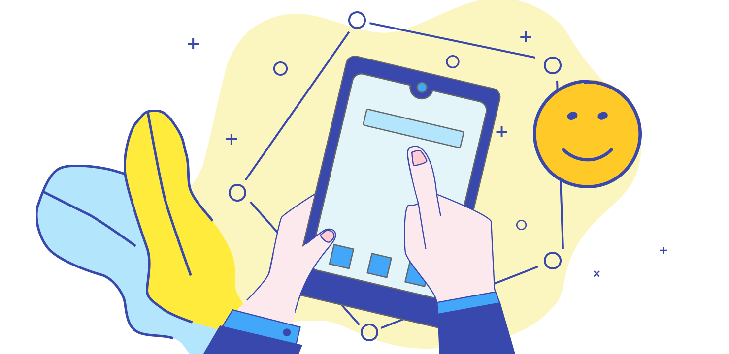 イメージ画像。ユーザーがタブレットを操作している様子を模したイラスト。