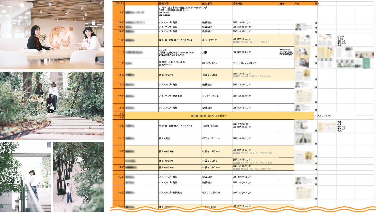 撮影のための資料。