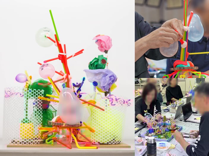 メインビジュアル。プロジェクト内で行ったワークショップの様子と成果物を写した写真。