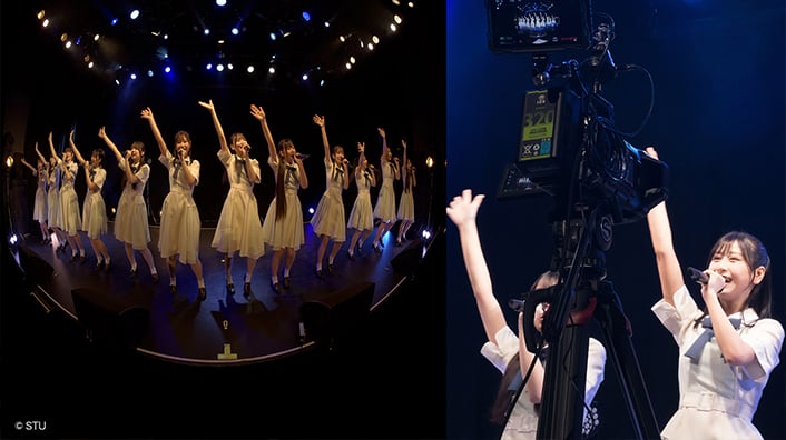 イマーシブカメラで撮影した、STU48の2点の写真が並んでいる